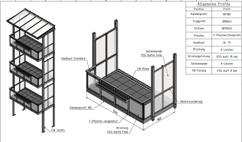 Planung Balkontürme aus Aluminium