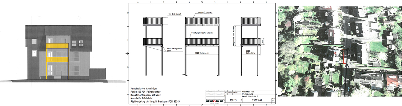 Balkonbau Kassel, Heisestraße Skizze