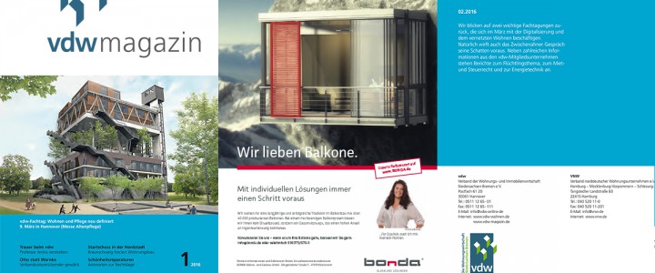 BONDA im VDW Magazin 01/2016